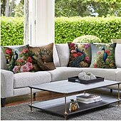 billige dyrestil-påfugl dobbel side putetrekk 4 stk mykt dekorativt putetrekk for soverom stue sofa sofa stol maskinvaskbar