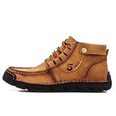 abordables Baskets-bottines en cuir vintage pour hommes – chaussures d&#039;extérieur décontractées à lacets avec semelle antidérapante durable