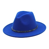 billige Ville vesten-Hatter Ull / Acryl Fedora Formell Bryllup cocktail Royal Astcot Enkel Klassisk Med Kjede Ren Farge Hodeplagg Hodeplagg