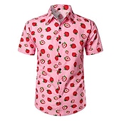 economico Cibo &amp; Bevande-Per uomo A foglia Frutta Banana Camicia Camicia hawaiana Camicia Aloha Maniche corte Camicia Collo ripiegabile Tropicale Di tendenza Hawaiano Strada Informale Hawaiano Nero Bianco Giallo S M L