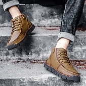 abordables Baskets-bottines en cuir vintage pour hommes – chaussures d&#039;extérieur décontractées à lacets avec semelle antidérapante durable