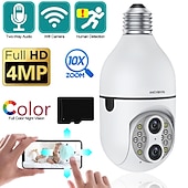 cheap Indoor IP Network Cameras-Upgraded Dual Lens 10XHybrid Zoom Light Bulb Security Camera WIFI 360 Auto Tracking Security Camera Color Night Vision Siren&amp; Light Alarm PTZ IP Camera For Home Security