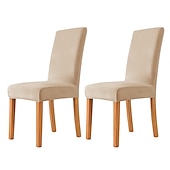 cheap Dining Chair Cover-2 Pcs Dining Chair Cover Burgundy Velvet Stretch Chair Seat Slipcover Spandex with Elastic Bottom Protector for Dining Room Wedding Ceremony Durable Washable