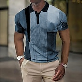 Men's Plaid Waffle Polo Shirts Golf Shirt Short Sleeve Polo Shirts Collared Shirts Vintage Casual Vacation Wear Formal Wear Festival Wear Buttons 3D Print Yellow Wine Blue 9