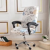 abordables Housse de fauteuil de bureau-Housse de chaise d&#039;ordinateur, housse de chaise de bureau extensible housse de siège de jeu rotative douce durable lavable