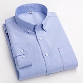 billiga oxfordskjortor för män-Herr Skjorta Button Down skjorta Oxford skjorta Enfärgad / vanlig färg Bröllop Semester Vit Blå Purpur Ljusgrå Långärmad Nedvikt Alla årstider Kläder Button-Down