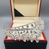 cheap Hair Styling Accessories-Silver Tiara and Crown for Women Crystal Queen Crowns Rhinestone Princess Tiaras for Girl Bride Wedding Hair Accessories for Bridal Birthday Party Prom Halloween Cos-play Costume Christmas