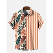 abordables Chemise de Bowling pour Hommes-Homme cocktail Filles hula Chemise Chemise de quilles Chemise boutonnée Manche Courte Rétro Vintage Tropique Mode Casual Plage Eté Printemps Col rabattu Imprimer Bouton bas Blanche Jaune Vert Claire