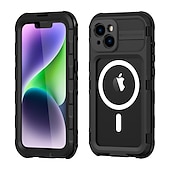 رخيصةأون جرابات آيفون-هاتف غطاء من أجل ايفون 16 iPhone 15 14 Pro Max Plus آيفون 13 برو ماكس ثقيل حقيبة ضد الماء مع ماجسيف حماية كاملة للجسم دعم الشحن اللاسلكي مع رباط المعصم سبائك الألومنيوم الكمبيوتر الشخصي سيليكون