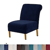 abordables Potah na křeslo a potah na křeslo-Housse de chaise d&#039;appoint sans accoudoirs en velours pour salon, housse de protection de chaise avec fond élastique, lavable en machine