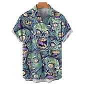 economico Stampa Vintage Retrò-Per uomo Tribale Totem Camicia Camicia hawaiana Camicia Aloha Maniche corte Camicia Collo ripiegabile Di tendenza Streetwear Originale Esterno Strada Informale Giallo Rosso Blu S M L