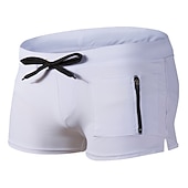 billiga boxersimbyxor för män-Herr Badkläder Badshorts Snörning Ficka med blixtlås Slät Andningsfunktion Mjuk Utomhus Ledigt Dagligen Hawaiisk Stylish Svart Vit Microelastisk