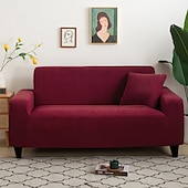 baratos Cobertura de Sofa-capas elásticas para sofá, capa de sofá secional cor de vinho para cães, capas para sofá de dois lugares, em forma de L, 3 lugares, em forma de U, poltrona, protetor de sofá lavável, macio e durável
