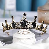 preiswerte Geschenke-Vintage Barock Krone Neue Legierung Grüner Diamant Kleine Krone Edle und Elegante Geburtstagsprinzessin Kristall Kopfschmuck Valentinstag Geschenk
