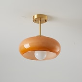 baratos Simplicidade Luminárias de Teto-luzes de teto vintage, lustre de vidro retrô, lustre de montagem embutida, jantar lustre de latão exclusivo