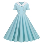 economico Vestiti-Retrò Vintage Anni 1950 Abito vintage Abito Swing Vestito Svasato Per donna Carnevale Mascherata Casual Quotidiano Addio al Nubilato Adulti Vestito Abiti per il ritorno