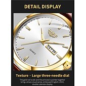 preiswerte Quarz-Uhren-Herren Quarz Uhr Luxus Geschäftliche Armbanduhr Analog Leuchtender Kalender Datum Woche Wasserdichte PU Leder Uhr