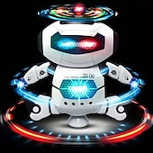 billiga elektronisk underhållning-musikalisk gående dansande robotleksak för barn blinkande ljus 360 kroppssnurrande småbarn pojkar flickor rolig leksaksfigur (modell 1)