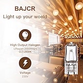 ieftine Lumini LED Bi-pin-bajcr lighting bec cu halogen g9 t4 40w jcd bi-pin (pachet 10) pentru candelabre, pandantive, lumini de cabinet, lumini de peisaj, lămpi de birou și de podea, aplice de perete, 230v reglabil, 2800k