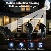 cheap Indoor IP Network Cameras-Upgraded Dual Lens 10XHybrid Zoom Light Bulb Security Camera WIFI 360 Auto Tracking Security Camera Color Night Vision Siren&amp; Light Alarm PTZ IP Camera For Home Security
