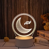 رخيصةأون أضواء زينة رمضان-عيد مبارك ثلاثية الأبعاد زينة ضوء الليل أكريليك led إسلامي مسلم رمضان مهرجان لوازم للديكور المنزل مصباح ليلي ديكور غرفة نوم