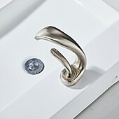 お買い得  クラシカル-ウォーターフォール バスルーム シンク ミキサー 蛇口 デッキ マウント、モノ ウォッシュ 洗面台 シングル ハンドル 洗面器 タップ 洗面所 温水ホースと冷水ホース付き モノブロック ベッセル 水 真鍮 タップ ブラック ホワイト クローム ブラッシング