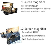 abordables Supports de téléphone-4 in1 bluetooth 5.0 loupe d&#039;écran de téléphone portable agrandisseur 3d 12 pouces support de loupe support de bureau support pour téléphone