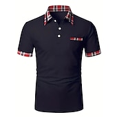 billige Klassisk poloskjorte for menn-Herre POLO T-skjorte Golf skjorte Avslappet Daglig Polokrage Klassisk Kortermet Lettvekt Ruter Lapper Alle årstider Normal Lyseblå Svart Hvit Rød Navyblå Lysegrå POLO T-skjorte