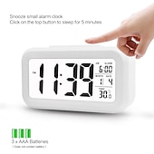 cheap Décor &amp; Night Lights-Smart Night Light Digital Alarm Clock with Date Indoor Temperature Battery Operated Bedside Clock Digital Display for Bedroom Desk Gifts Clock