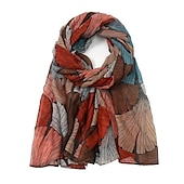 olcso sálak-retro növénymintás sálak női ginkgo levél nyomdai kendő és pakolások laday foulard virág hidzsáb hosszú stílusú sál