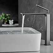 cheap Classical-Basin Sink Mixer Faucet Brass, Tall/Short Bathroom Tap Single Handle One Hole Deck Mounted with Cold Hot Hose Bath Taps Vessel Water Tap
