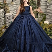 cheap Party Dresses-Kids Girls&#039; Party Dress Solid Color Sleeveless Performance Wedding Mesh Princess Sweet Lace Mid-Calf Sheath Dress Tulle Dress Flower Girl&#039;s Dress Summer Spring Fall 2-12 Years Blue