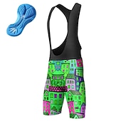 お買い得  メンズショートパンツ・タイツ・パンツ-男性用 グラフィック サイクリングビブショーツ バイク ボトムズ マウンテンサイクリング ロードバイク スポーツ 3Dパッド サイクリング 速乾性 吸汗性 ブルー オレンジ スパンデックス 衣類 サイクルウェア