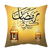 cheap Holiday Cushion Cover-Ramadan Kareem Throw Pillow Cover Eid Mubarak 1PC Soft Decorative Square Cushion Case Pillowcase for Bedroom Livingroom Sofa Couch Chair Machine Washable