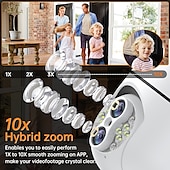 cheap Indoor IP Network Cameras-Upgraded Dual Lens 10XHybrid Zoom Light Bulb Security Camera WIFI 360 Auto Tracking Security Camera Color Night Vision Siren&amp; Light Alarm PTZ IP Camera For Home Security