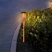 abordables Projecteurs extérieurs-2 pièces jardin extérieur solaire bambou torche lumière paysage voie solaire torche lumière solaire voie pelouse lampes spotligh partie décoration lampe