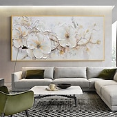 Handmade Oil Painting Canvas Wall Art Decoration Modern Thick Oiled White Flower for Living Room Home Decor Rolled Frameless Unstretched Painting 11