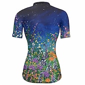 preiswerte Radtrikot Damen-Damen Radtrikot Grafik Blumenmuster Kurzarm Fahhrad Oberteil mit 3 Gesäßtaschen Mountainbike MTB Straßenradsport Schnelltrocknend Reflektierende Streifen Rückentasche Feuchtigkeitsableitend Sport