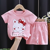 cheap Sets-2 Pieces Toddler Boys T-shirt &amp; Shorts Outfit Animal Cartoon Short Sleeve Cotton Set Outdoor Adorable Daily Summer Spring 3-7 Years 3 green teddy bears 9 spectacled bear 13 Stripes Bear