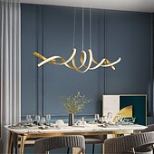 Недорогие Линейный дизайн-светодиодный подвесной светильник с круглой круглой линией, 100 см, алюминиевый островной светильник для столовой, спальни, подвесные светильники, 110-240 В, только диммируемый с дистанционным