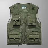 Men's Outdoor Vest Hiking Vest Sleeveless Vest Zipper Pocket Basic Outdoor Fishing Regular Multi-Pockets Comfortable Summer Spring Solid Color Black Army Green Burgundy Blue Puffer Jacket 12