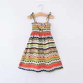 preiswerte Casual Kleider-kinderkleidung Mädchen Kleid Blumen Tier Karikatur Ärmellos Casual Aktiv Täglich Baumwolle Knielang Blumenkleid Sommerkleid Sommer Frühling 4 Jahre + 8601 Regenbogenstange 8602 orange 8602 lila