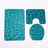 billiga 3PC Badrumsmatta set-3 st badmatta halkfria badrumsmattor, ultramjuk halkfri badmatta och absorberande badmattor, inkluderar u-formad konturmatta, toalettlocksöverdrag