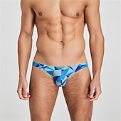 cheap Men&#039;s Briefs Underwear-Men&#039;s 1 PC Briefs Print Spandex Polester / Cotton Blend Washable Comfortable Geometric Graphic Prints Low Rise Black Red