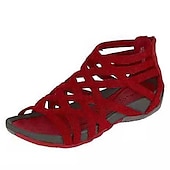 cheap Vacation Sandals-Women&#039;s Gladiator Style Flat Sandals - Strappy Open-Toe Summer Shoes in Denim Blue