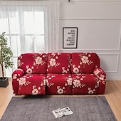 economico Poltrone reclinabili e poltrone wingback-Copridivano reclinabile elasticizzato, copridivano a 3 posti, copridivano reclinabile floreale con elastico, protezione antigraffio per mobili per bambini, animali domestici, cani, gatti