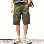 cheap Classic-Men&#039;s Cargo Shorts Bermuda shorts with Side Pocket Multi Pocket Flap Pocket Solid Color Going out Streetwear Fashion Cargo Shorts ArmyGreen Blue