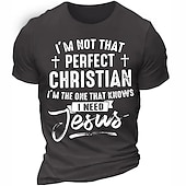  T-Shirt Uomo Fede Cristiana "Cristiano Imperfetto Ho Bisogno di Gesù" Maglietta Grafica a Maniche Corte