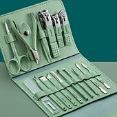 cheap Travel &amp; Luggage Accessories-St.Patrick&#039;s Day Manicure Set 16 In 1 Full Function Kit Professional Stainless Steel Pedicure Sets With Leather Portable Case Idea Gift