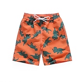 billiga Underdelar-Barn Pojkar Beach Shorts Tecknat Ärmlös Simning Tropisk Orange dinosaurie Sommar Kläder 7-13 år